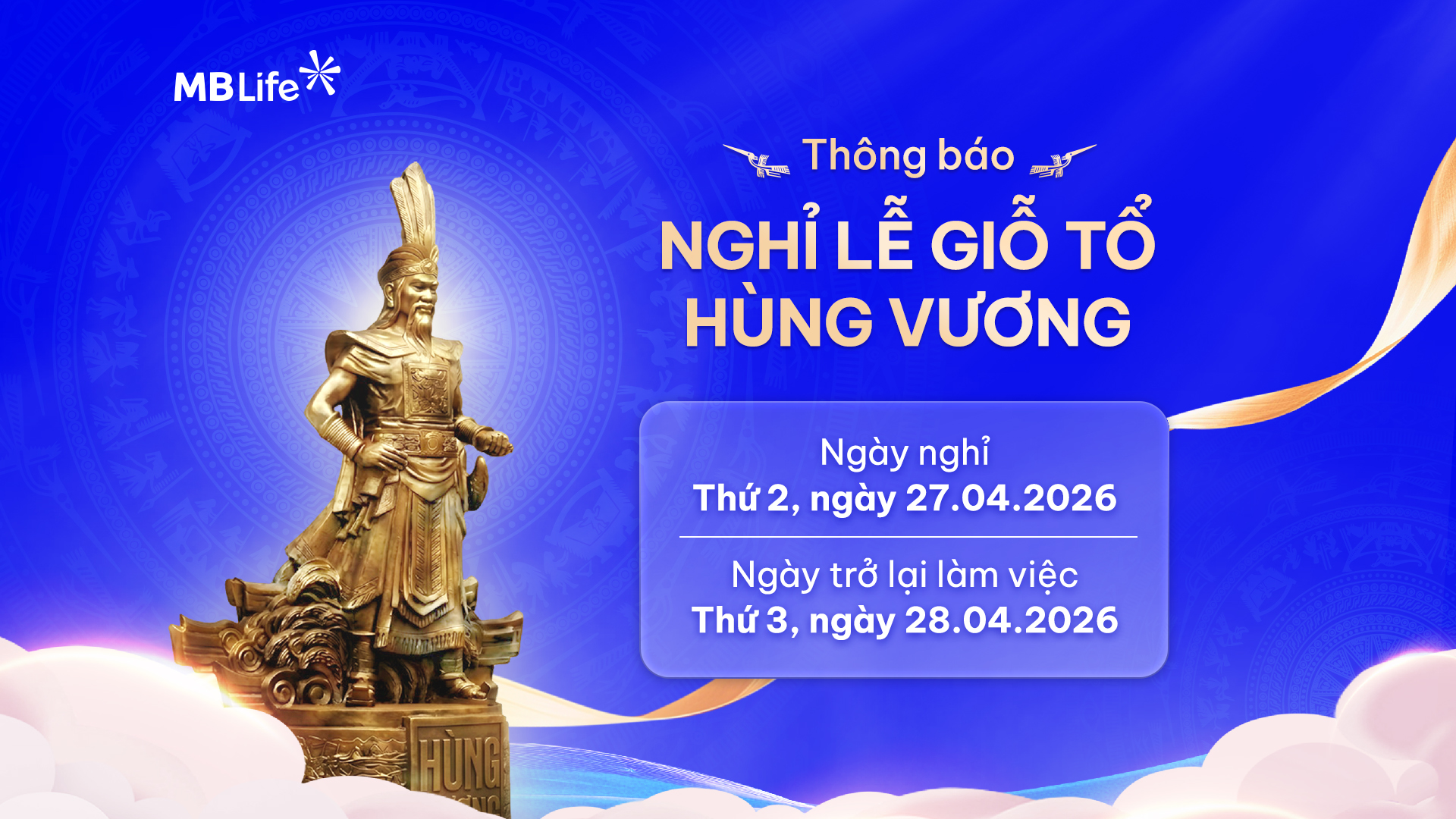 Thông báo lịch nghỉ Lễ Giỗ Tổ Hùng Vương 2026