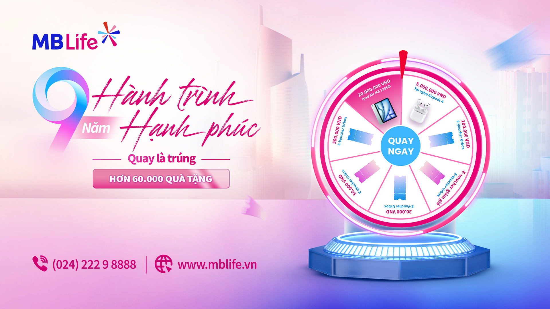 Chương trình khuyến mại tuần: 9 năm Hành Trình Hạnh Phúc - Quay là trúng 
