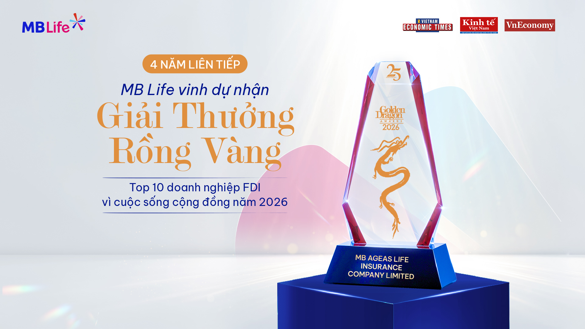 MB Life lần thứ 4 được vinh danh Giải thưởng Rồng Vàng 