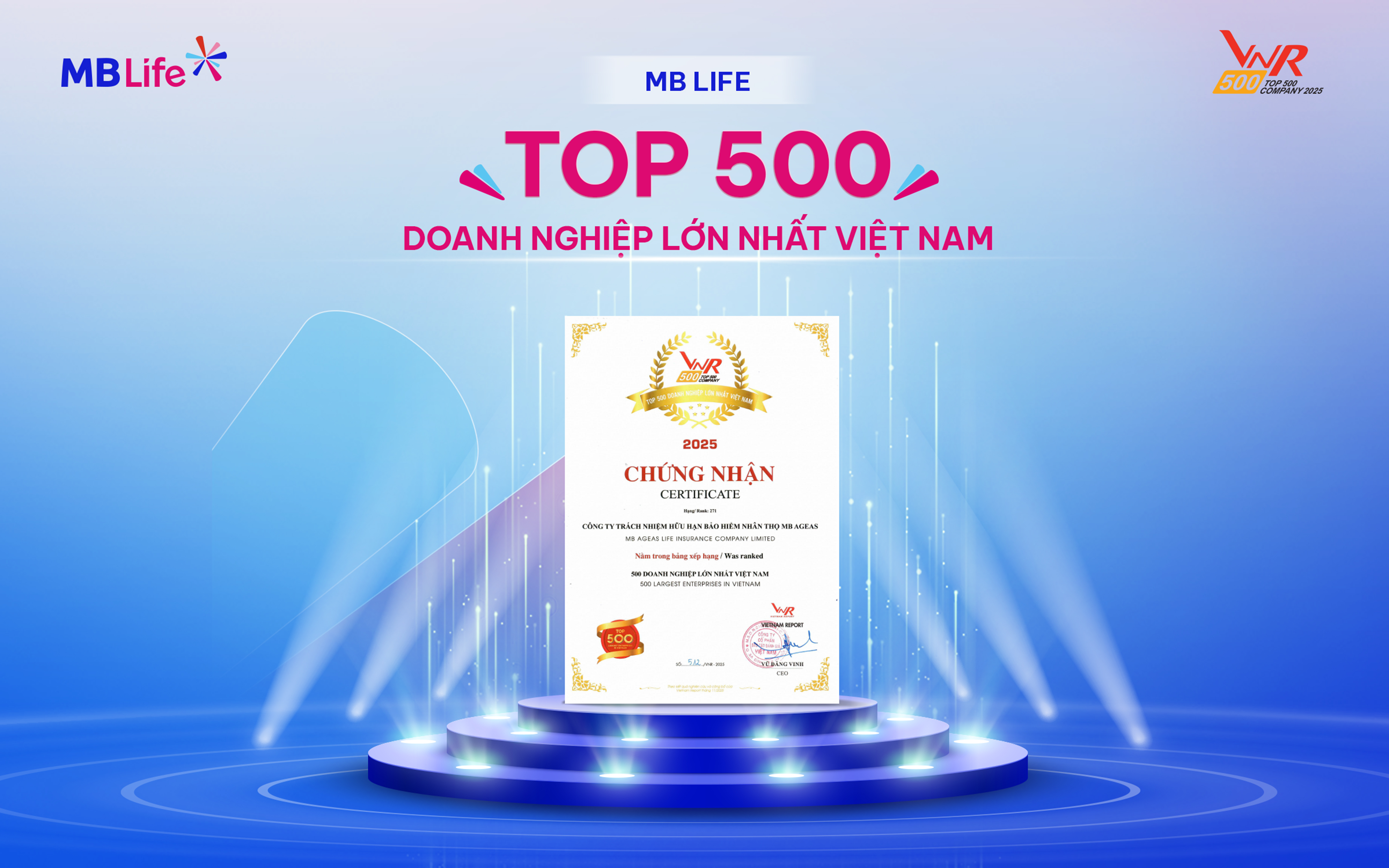 MB Life 6 năm liên tiếp ghi danh "Top 500 Doanh nghiệp lớn nhất Việt Nam" 